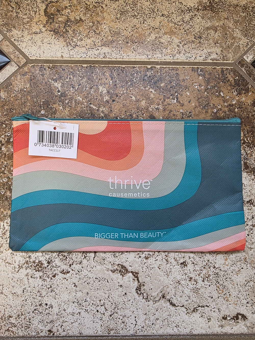 Thrive Causemetics Wave Print Pouch - Teal, Coral, Pink